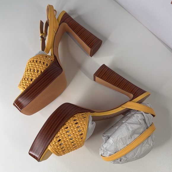 Katy Perry the steady ankle strap heels size 8.5M in pineapple wicker new in box - Picture 5 of 14